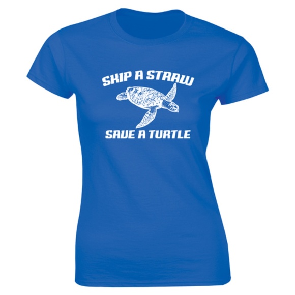 Half It Tops - Skip A Straw Save A Turtle Pollution T-shirt Tee Half It Tops - Skip A Straw Save A Turtle Pollution T-shirt Tee